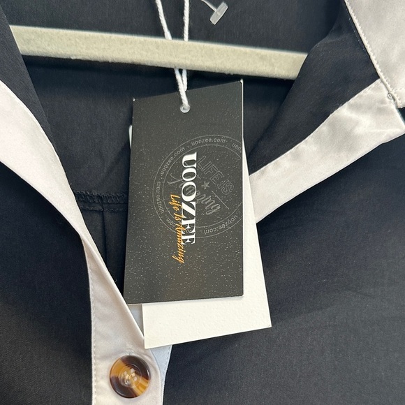 Elegant Black and White Long Sleeve Dress - Picture 2 of 4